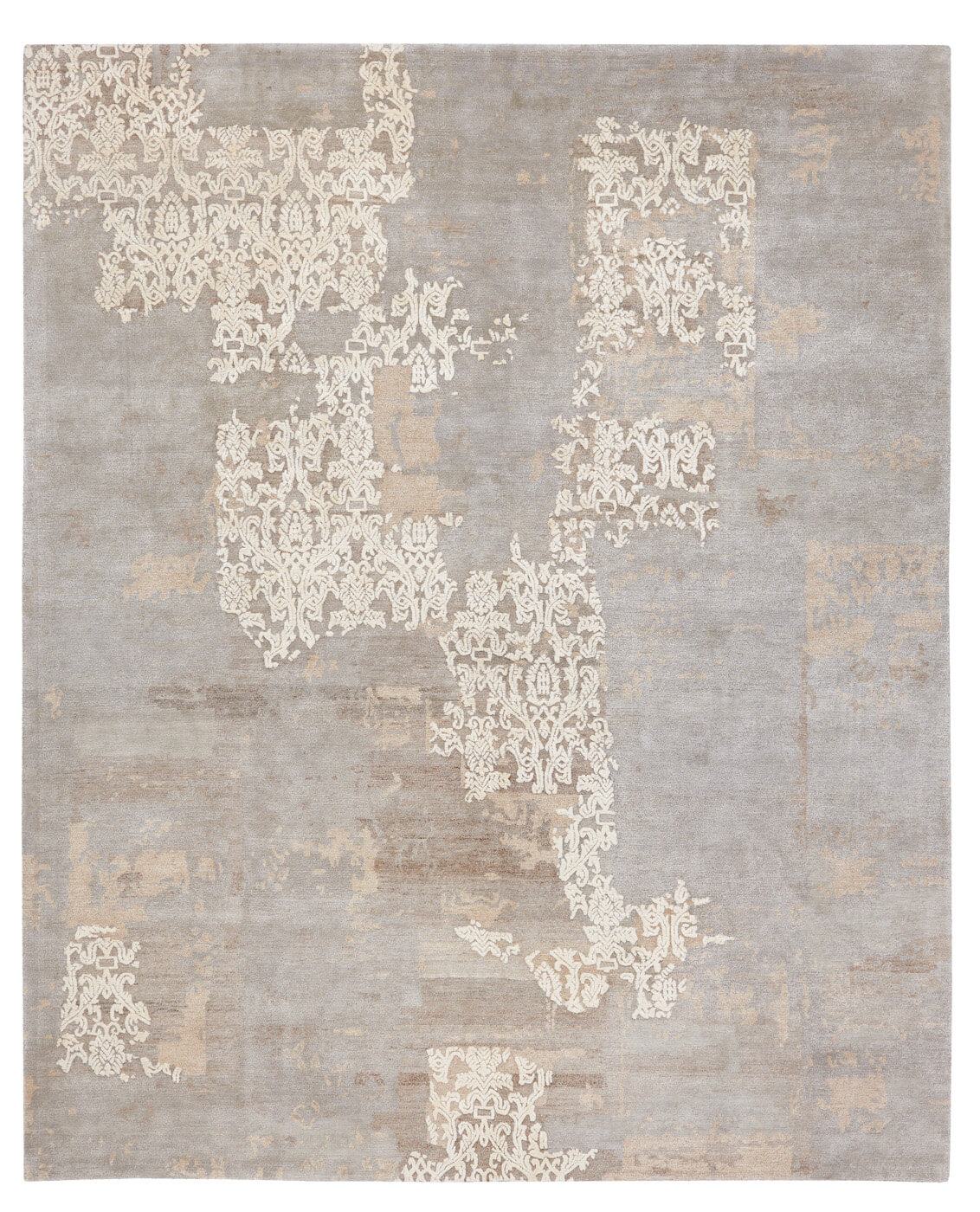 Boro Hand-knotted Grey Rug
