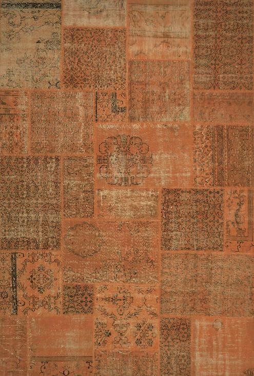 Orange Patchwork Handmade Rug