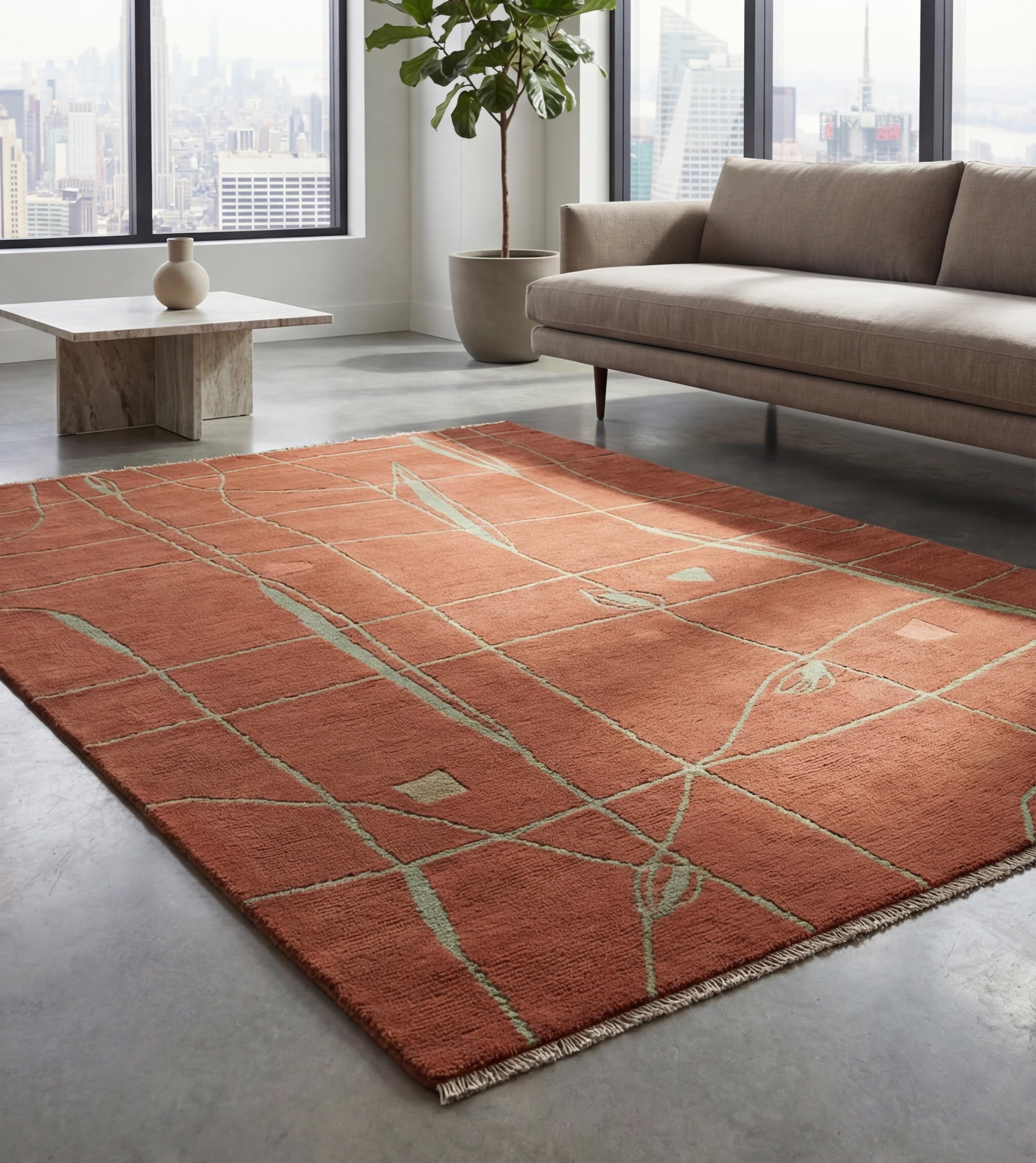 Brick Network Handcrafted Rug