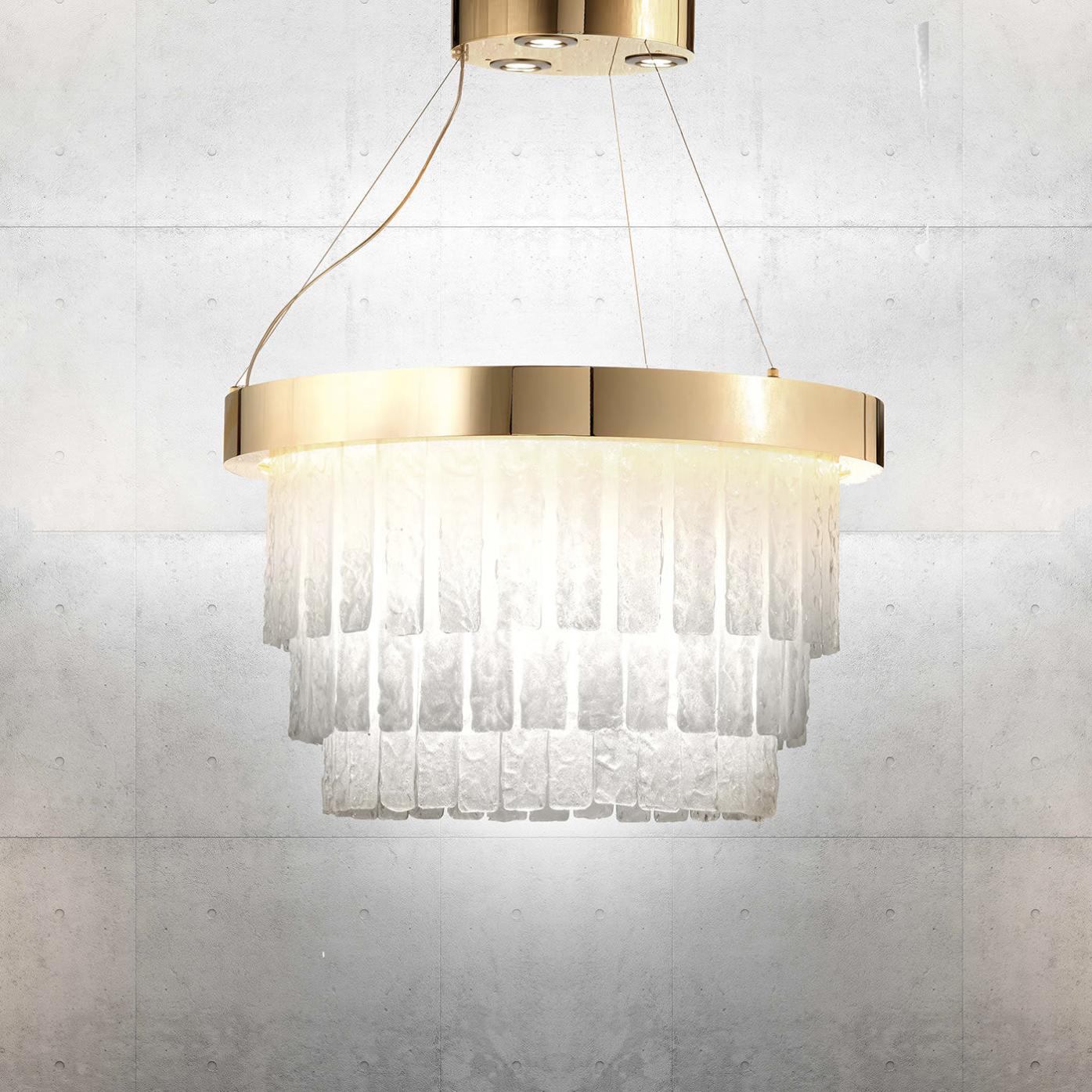 Polished Gold Ring Murano Glass Chandelier