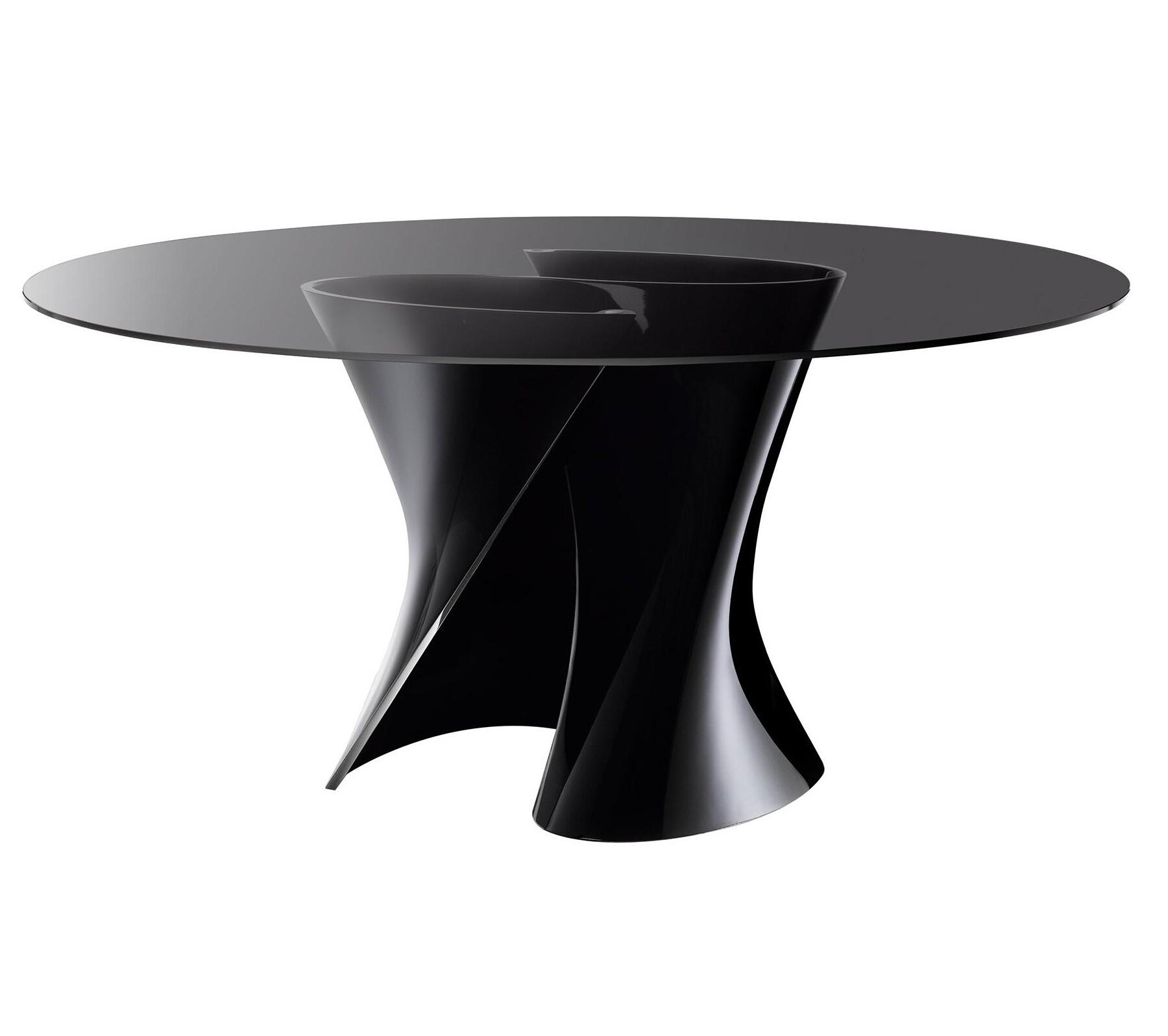 S Table Featuring Smoked Grey Glass Top