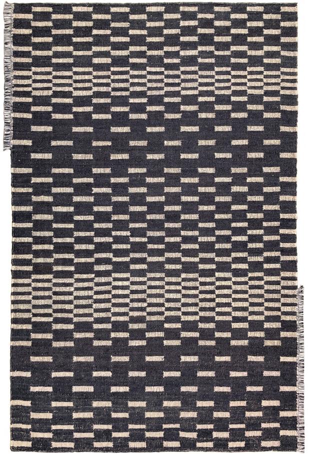 Oscillation Black & White Jute Flat-Woven Rug