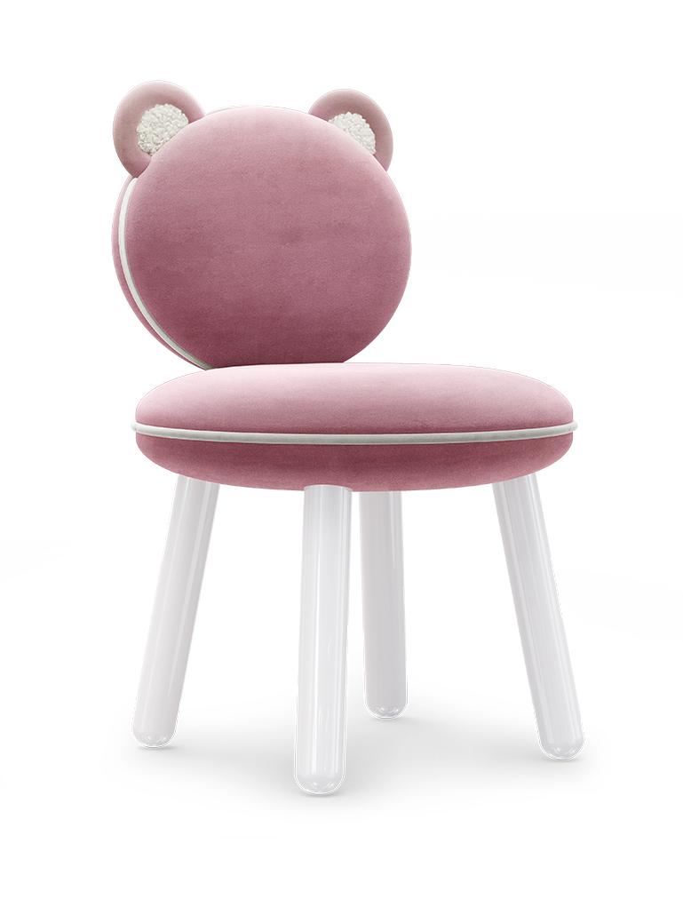 Fluffy Bear Pink Kids Chair