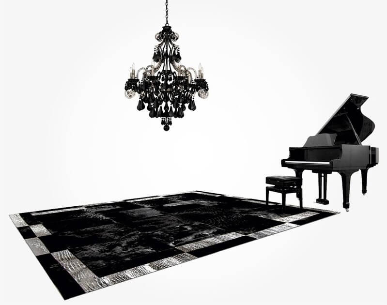 Vrilissia Cowhide Grey/Black Rug ☞ Size: 160 x 220 cm