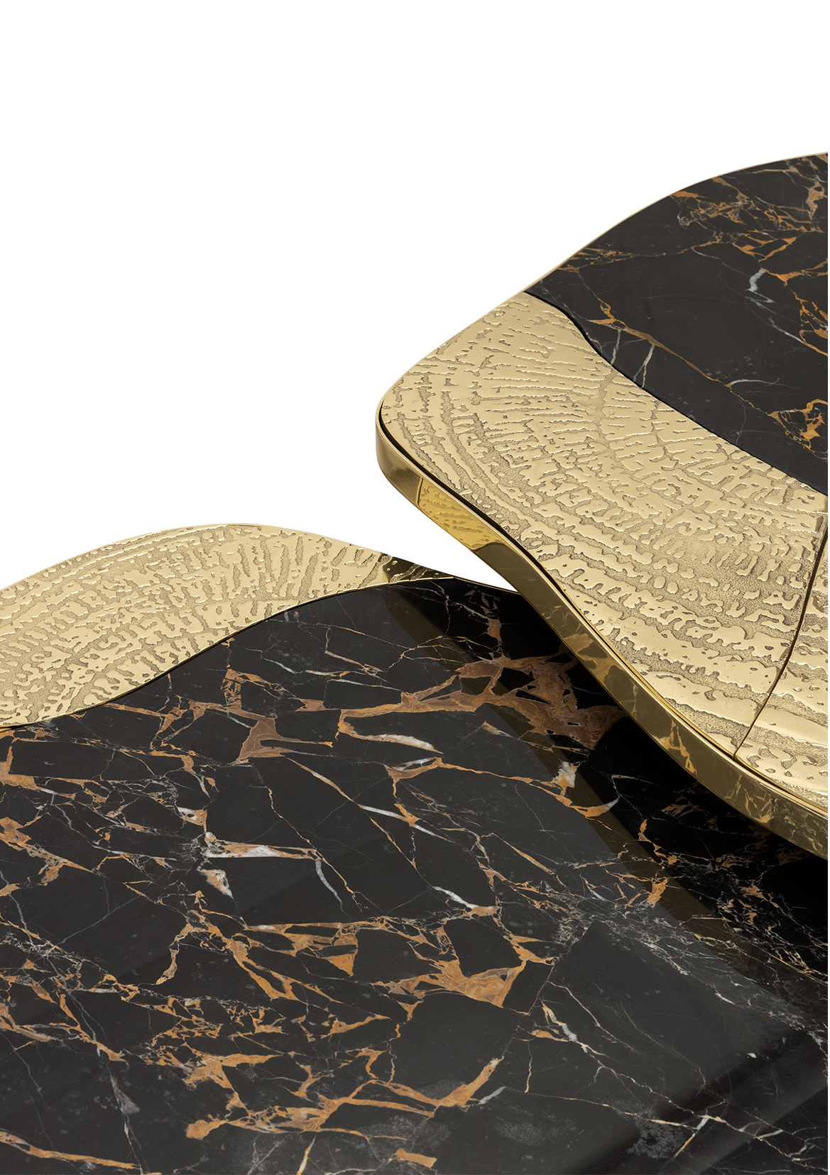 Athena Portoro Marble & Gold Table Set