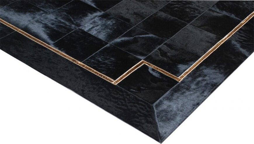 Glafira Cowhide Black/Gold Rug