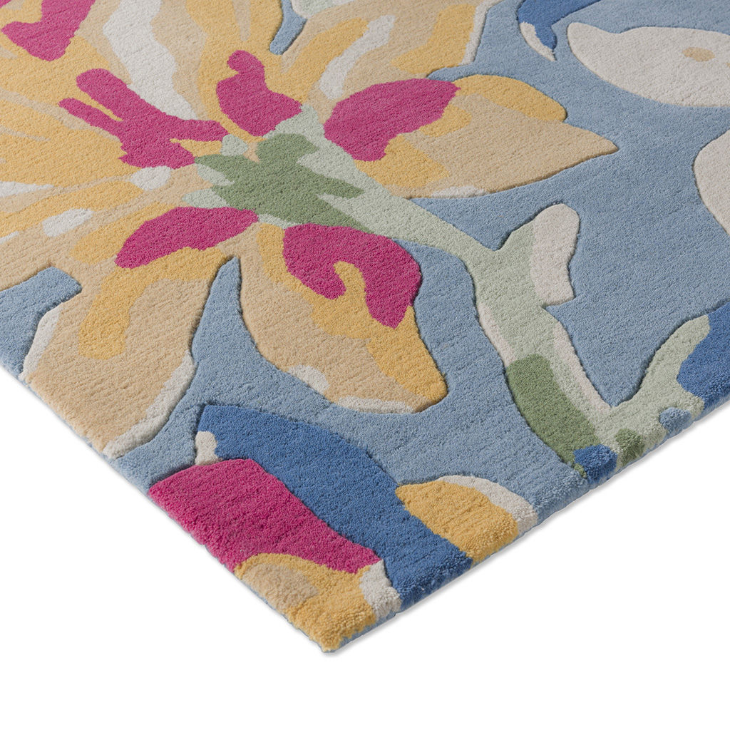 Tulips Blue Handwoven Rug