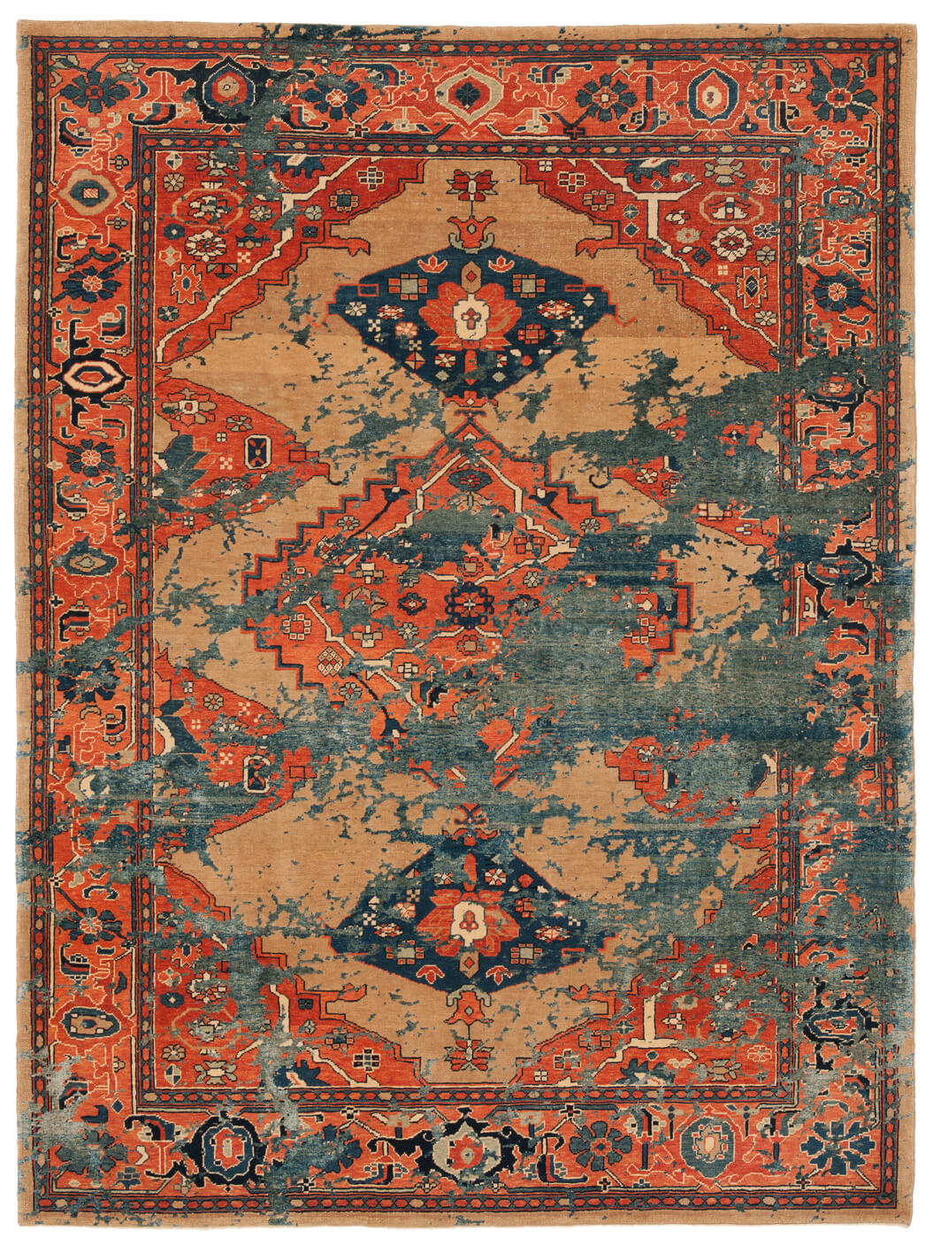 Red Hand Knotted Wool & Silk Rug