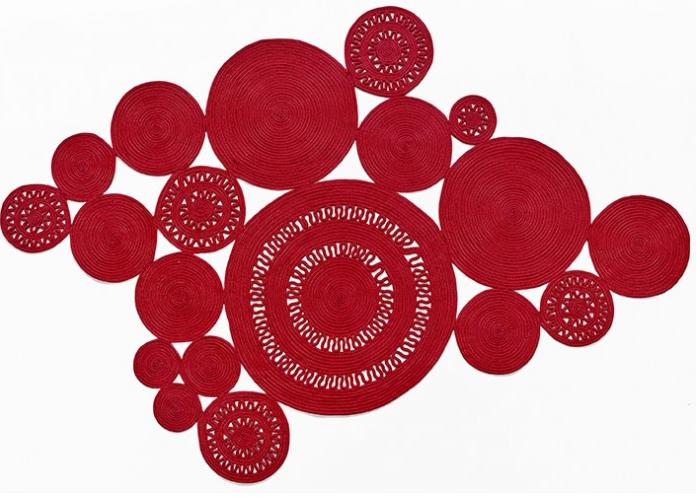 Braided Red Rug ☞ Size: 5' 3" x 7' 7" (160 x 230 cm)