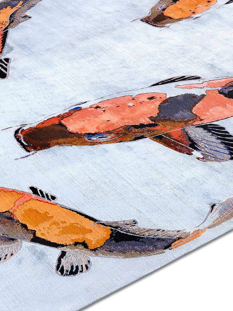 Fish Orange Hand Knotted Rug