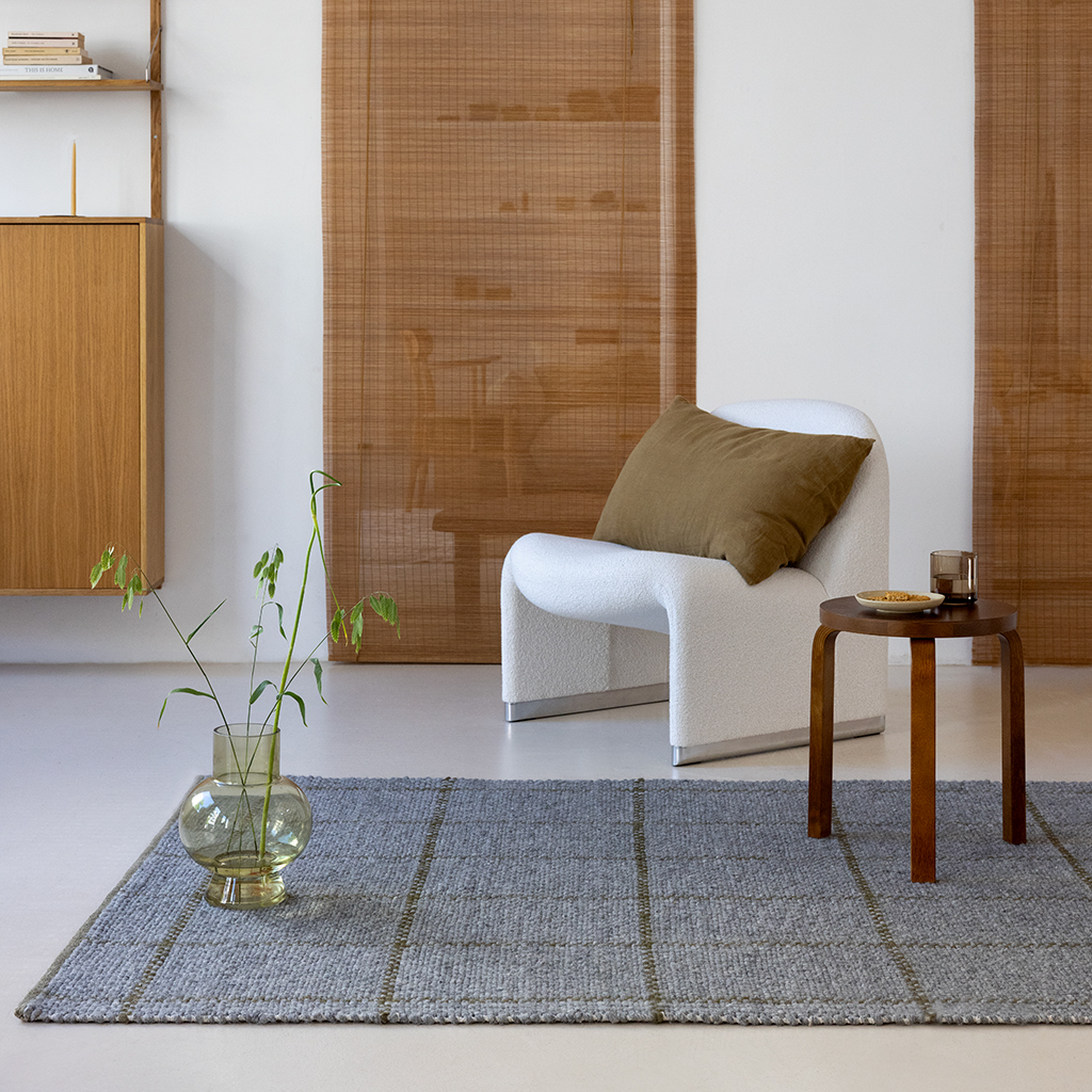 Slate Olive Check Rug