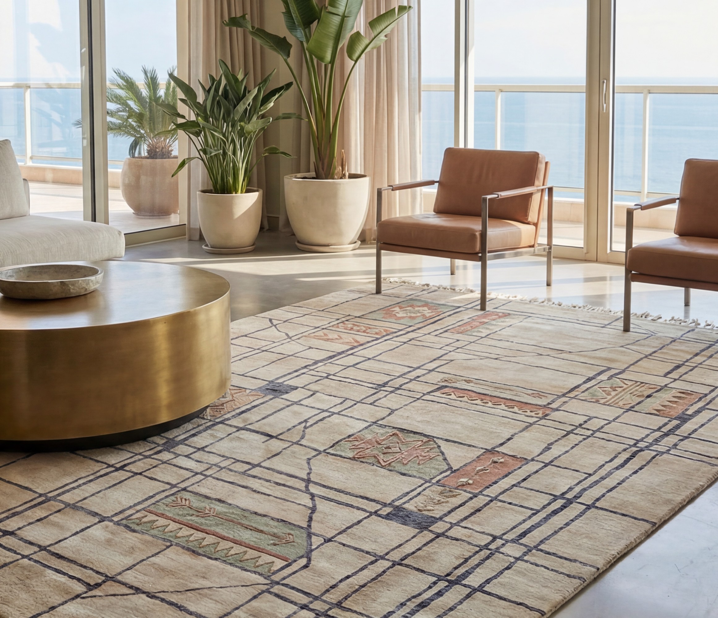 Linen Grid Warm Artisan Rug