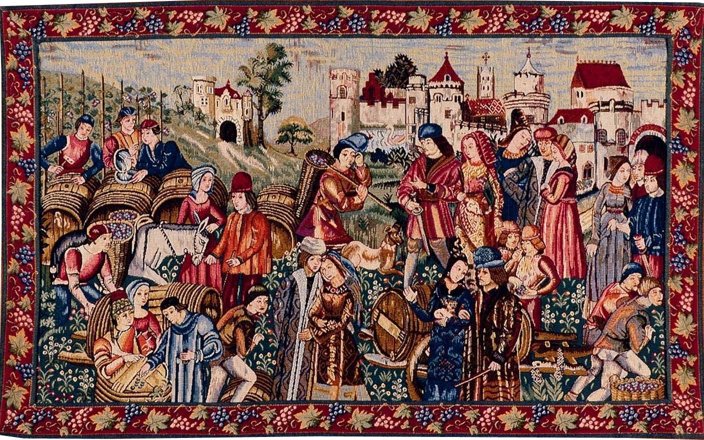 Wine Market with Ornamental Border Tapestry