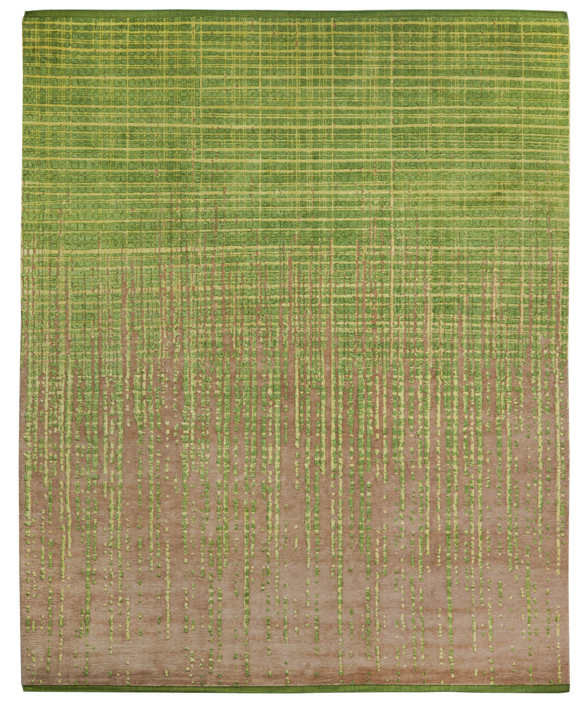 Hand-knotted Grid Green Rug