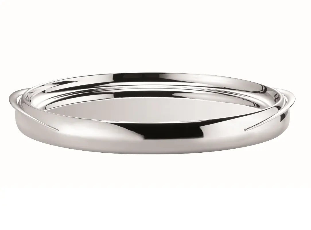 Silver-Plated Round Tray with Handles