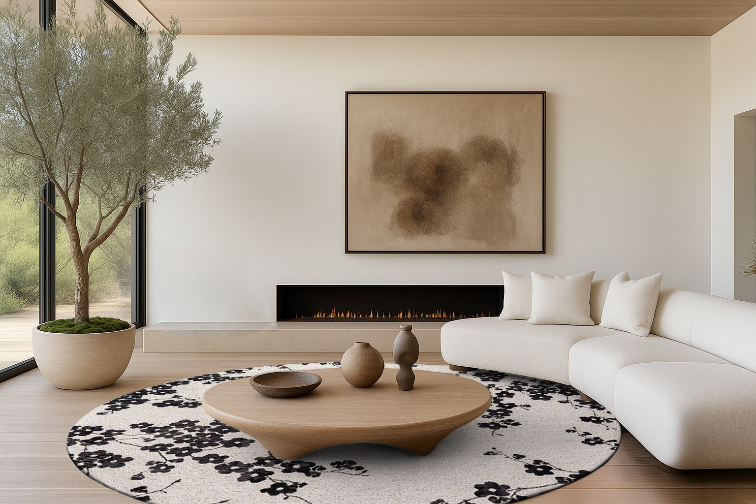 Night Snow Round Rug
