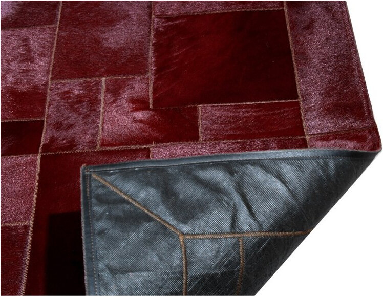 Puzzle Burgundy Cowhide Rug