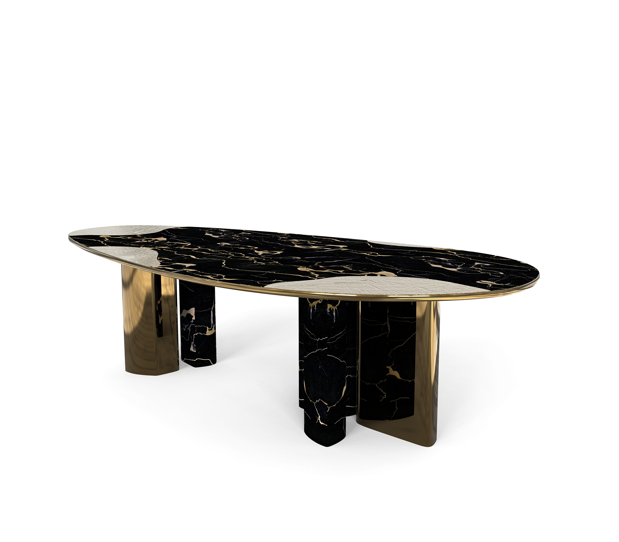Athena Portoro Marble & Patina Dining Table