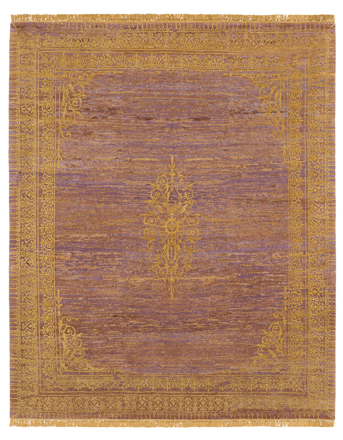 Hand-Knotted Vintage Style Brown Rug