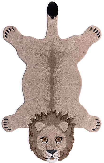Animals Lion Natural Hand-Tufted Rug