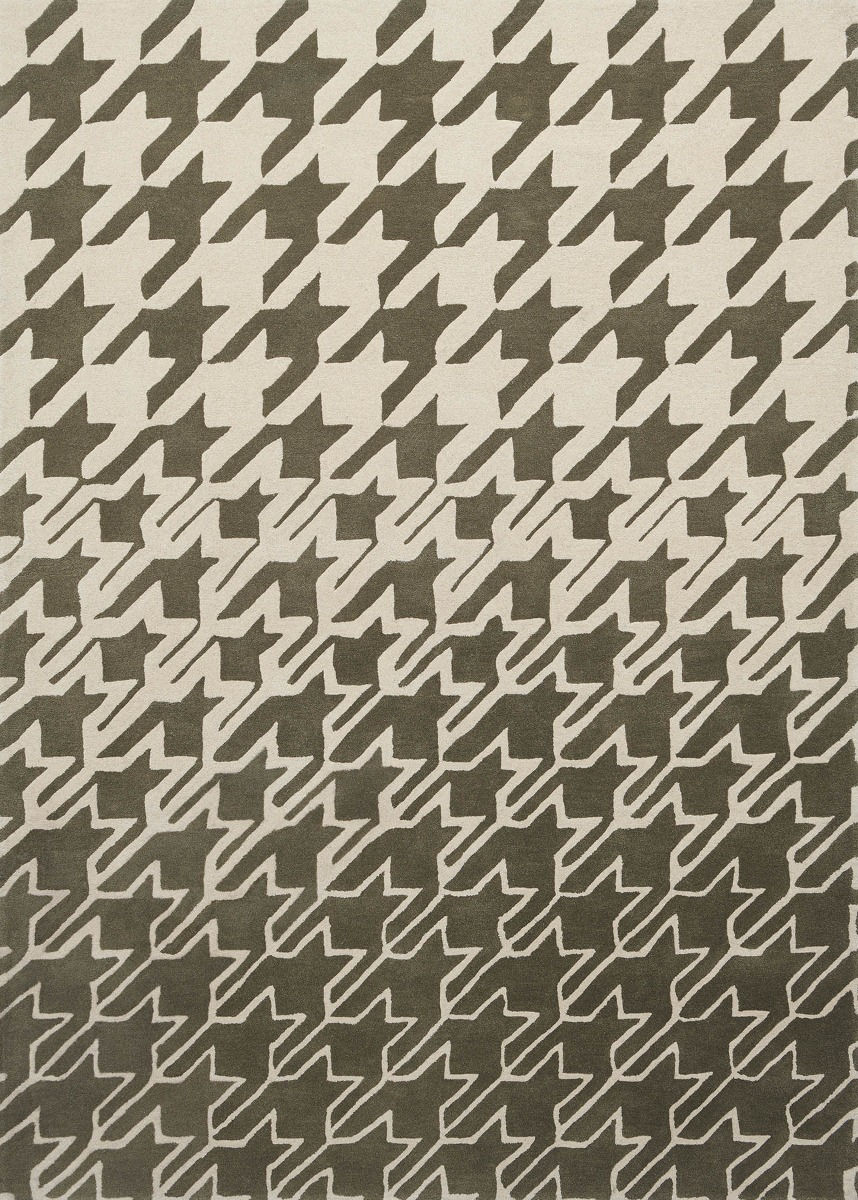 Houndstooth Grey Designer Rug ☞ Size: 4' 7" x 6' 7" (140 x 200 cm)