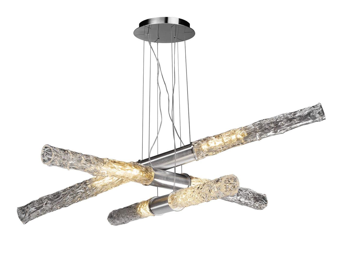 Linear Chandelier in Clear Blown Glass