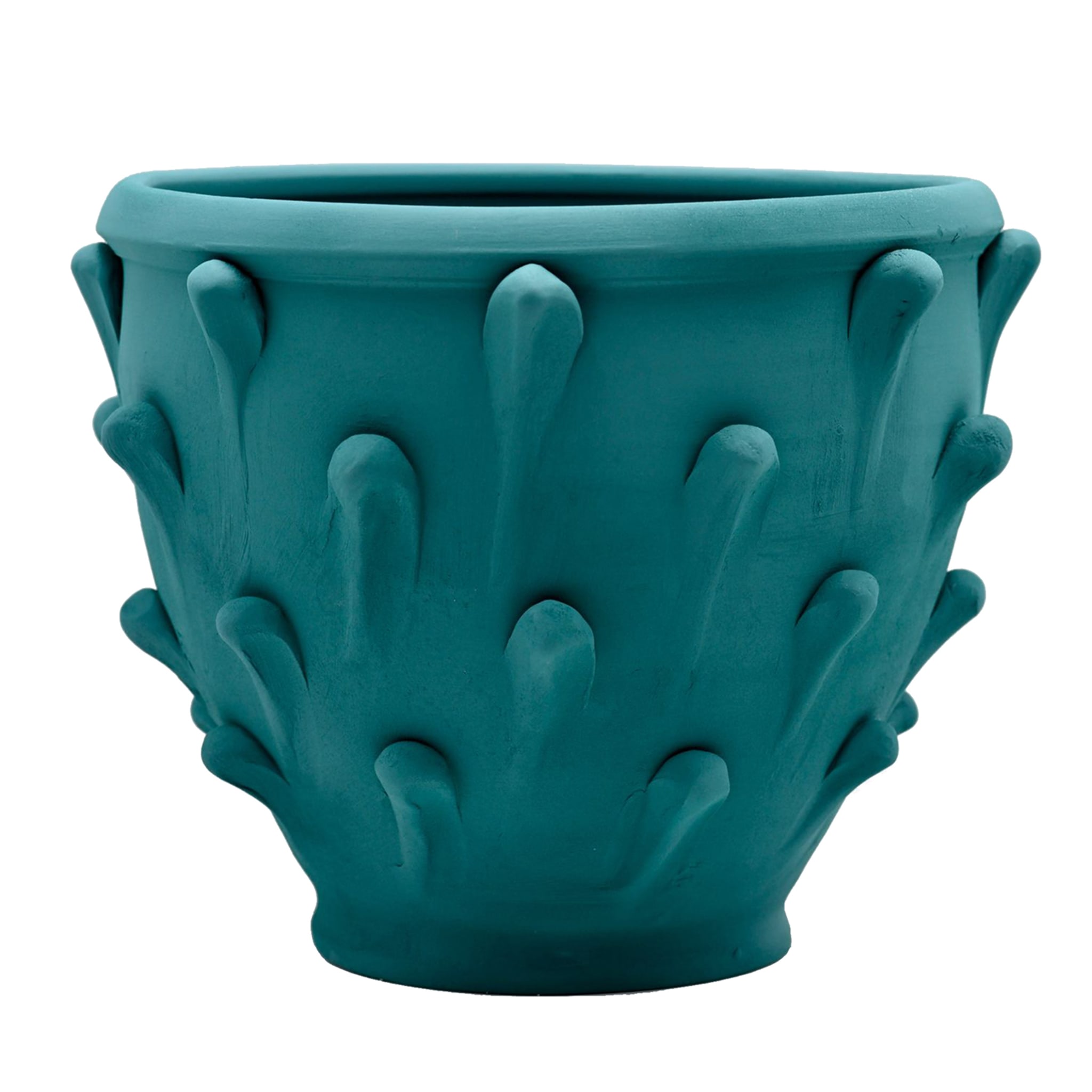 Teal Hand Sculptured Vase