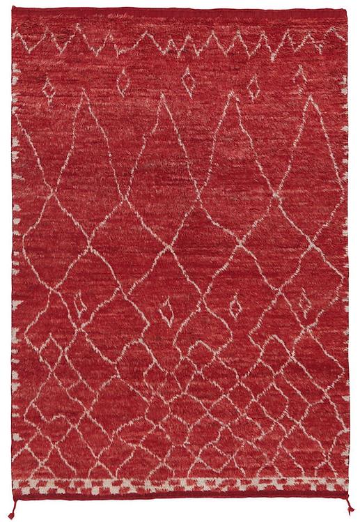 Berber Handwoven Red High Pile Rug