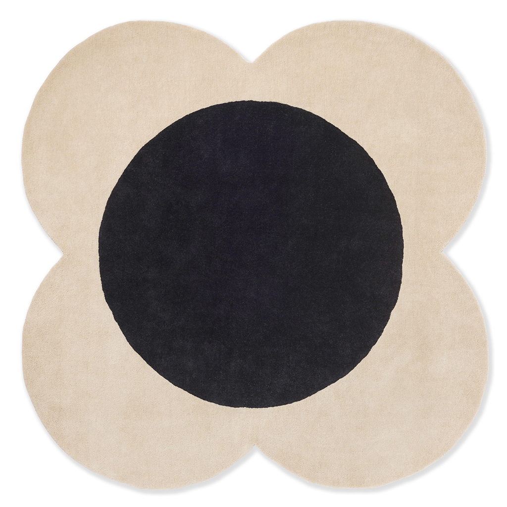 Flower Black / Ivory Designer Wool Rug