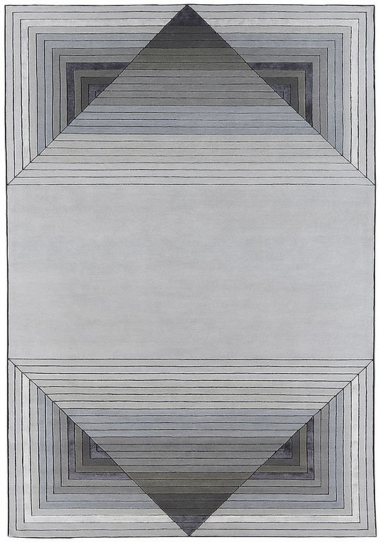 Grey Geometric Wool / Viscose Rug