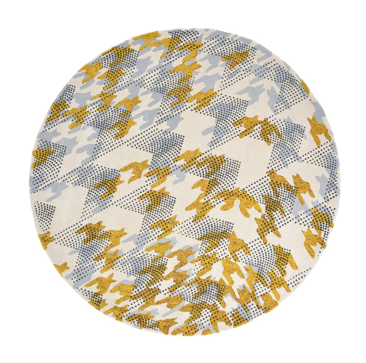 Hand-Tufted Ivory-Atlas-Ochre Round Rug