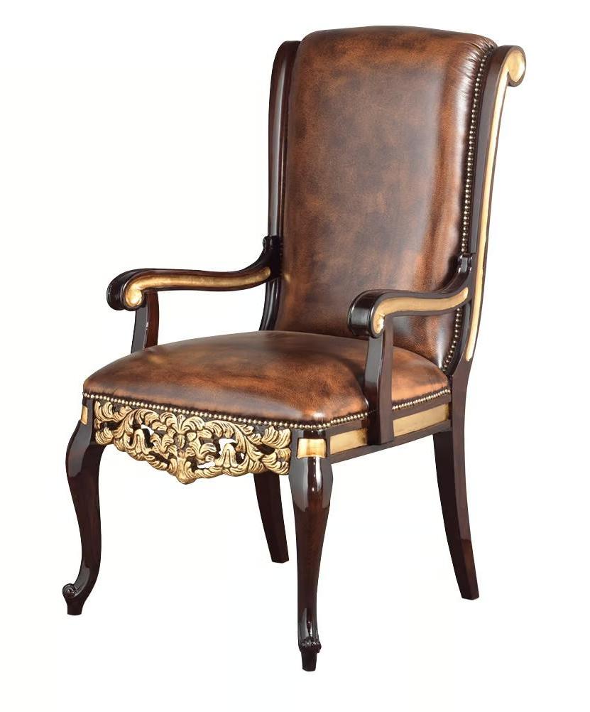 Classic Leather Chair with Armrests