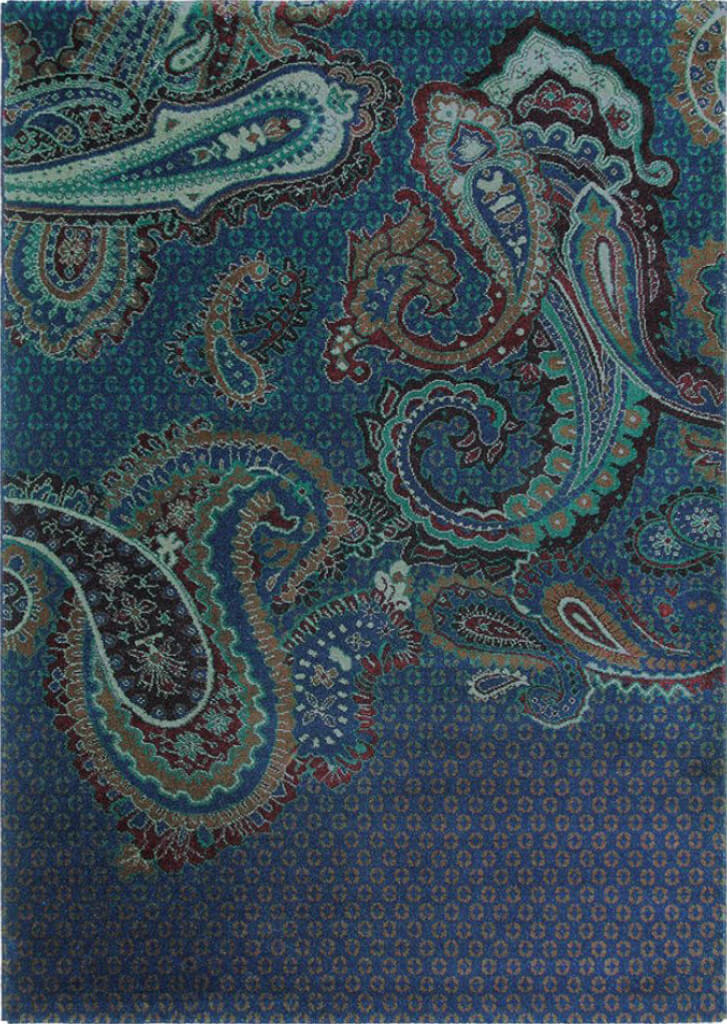 Paisgeo Blue Handwoven Rug ☞ Size: 4' 7" x 6' 7" (140 x 200 cm)