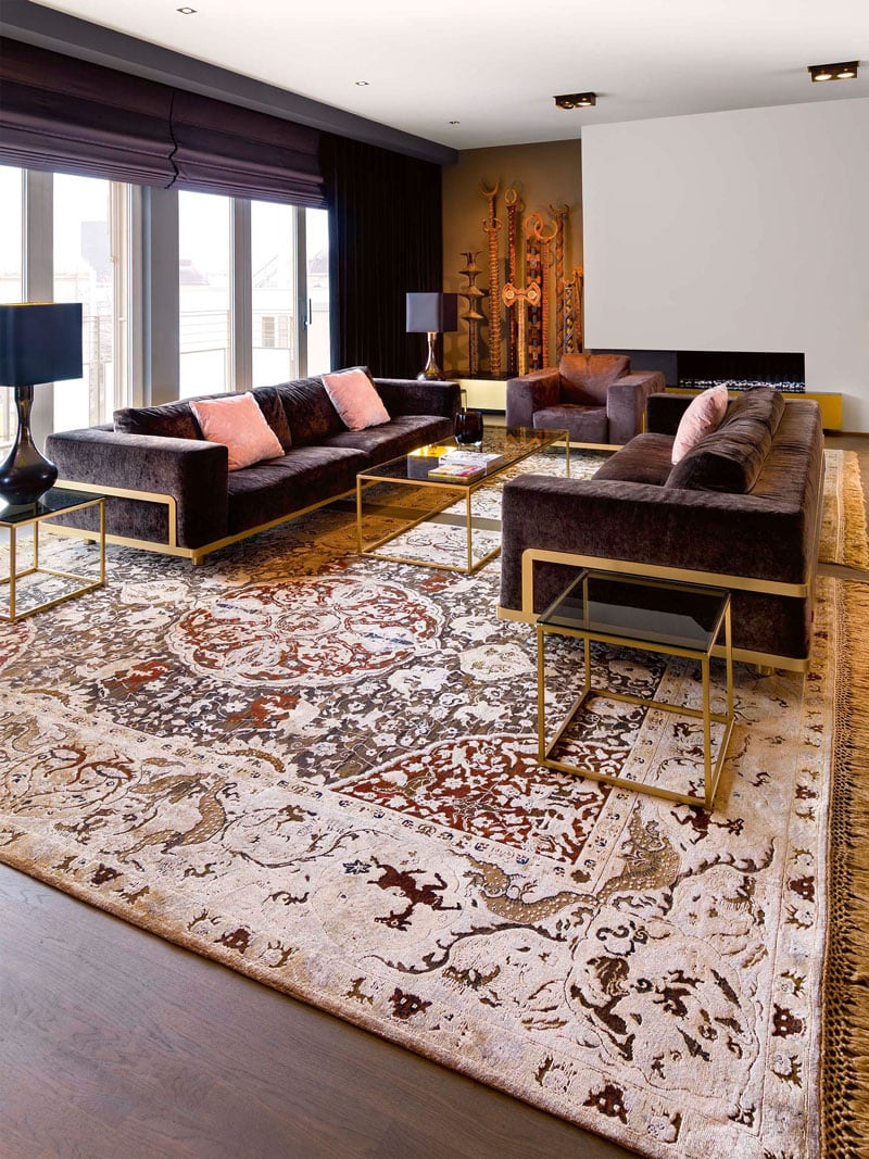 Gold Hand Knotted Rug