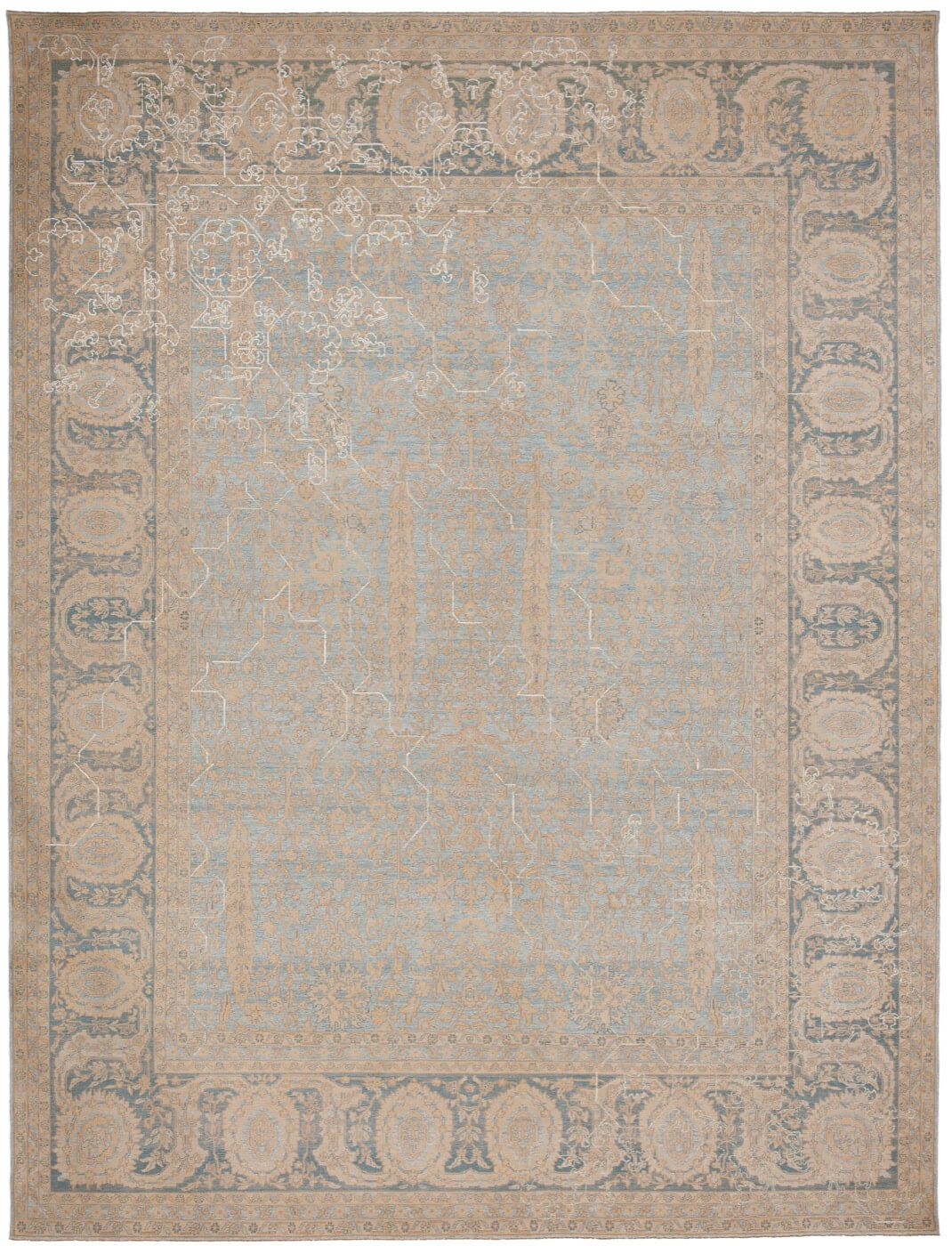 Tabriz Hand-knotted Silver / Beige Rug