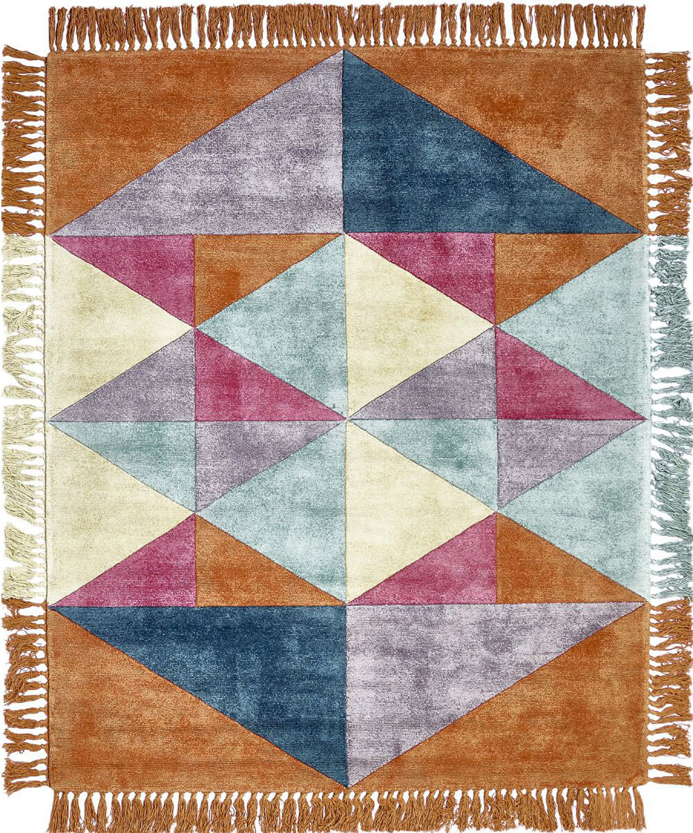 Triangles Silk Multi / Orange Sitap Rug