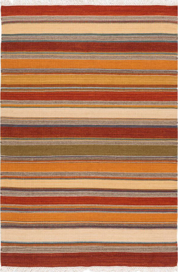 Wool Flat Weave Kilim Stripes Sitap Rug Col. 