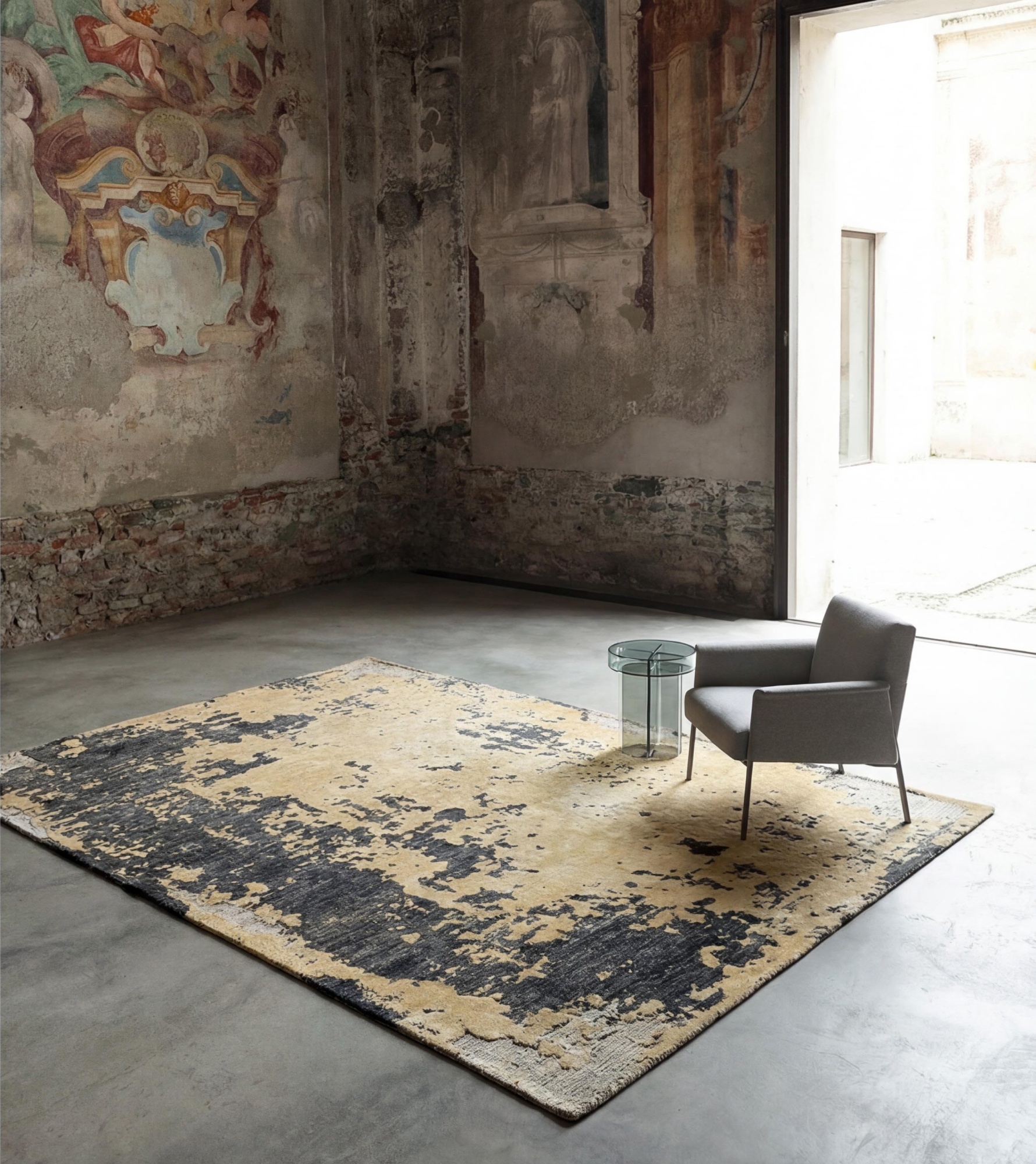 Charcoal Weathered Canvas Handcrafted Rug