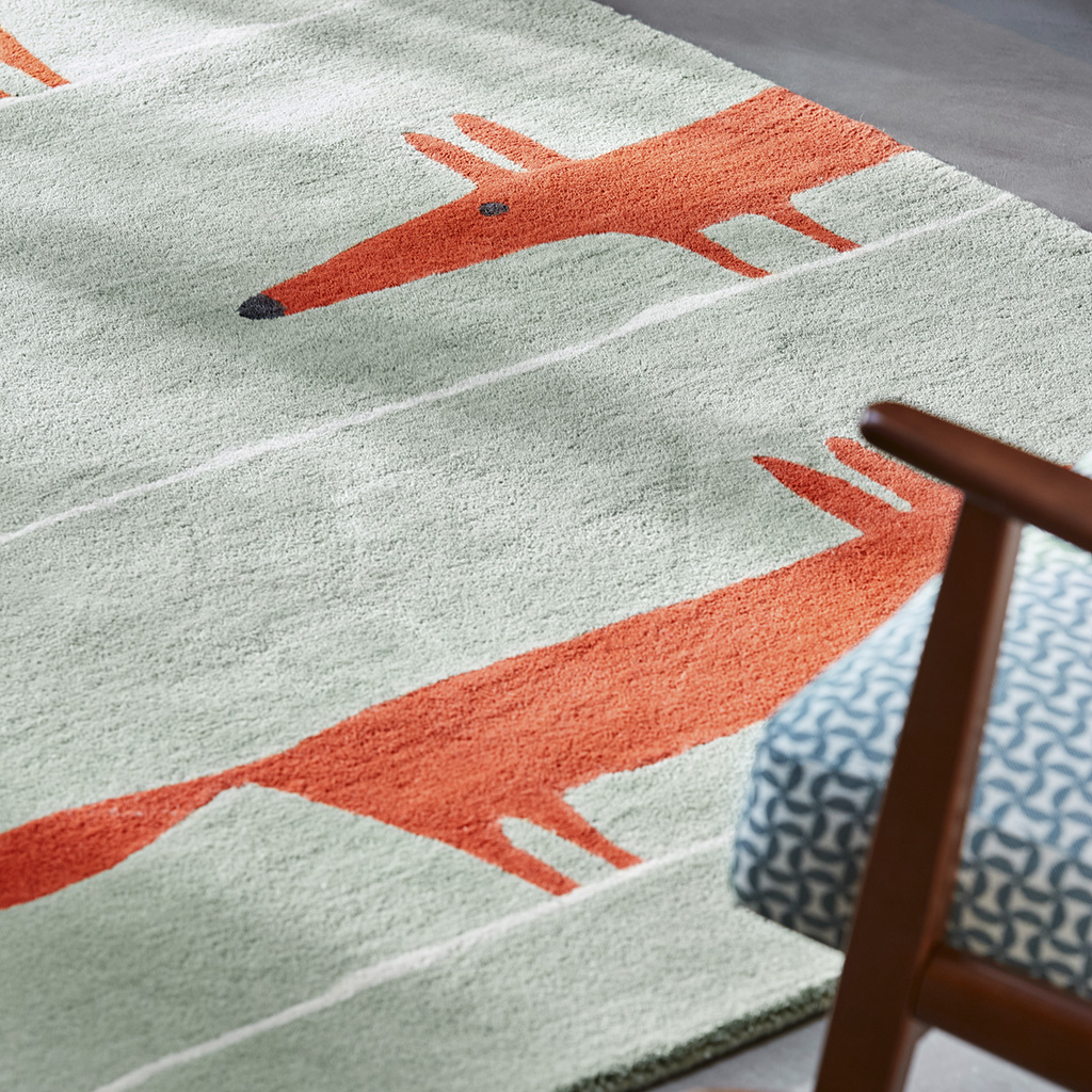 Fox Mint / Orange Handwoven Rug