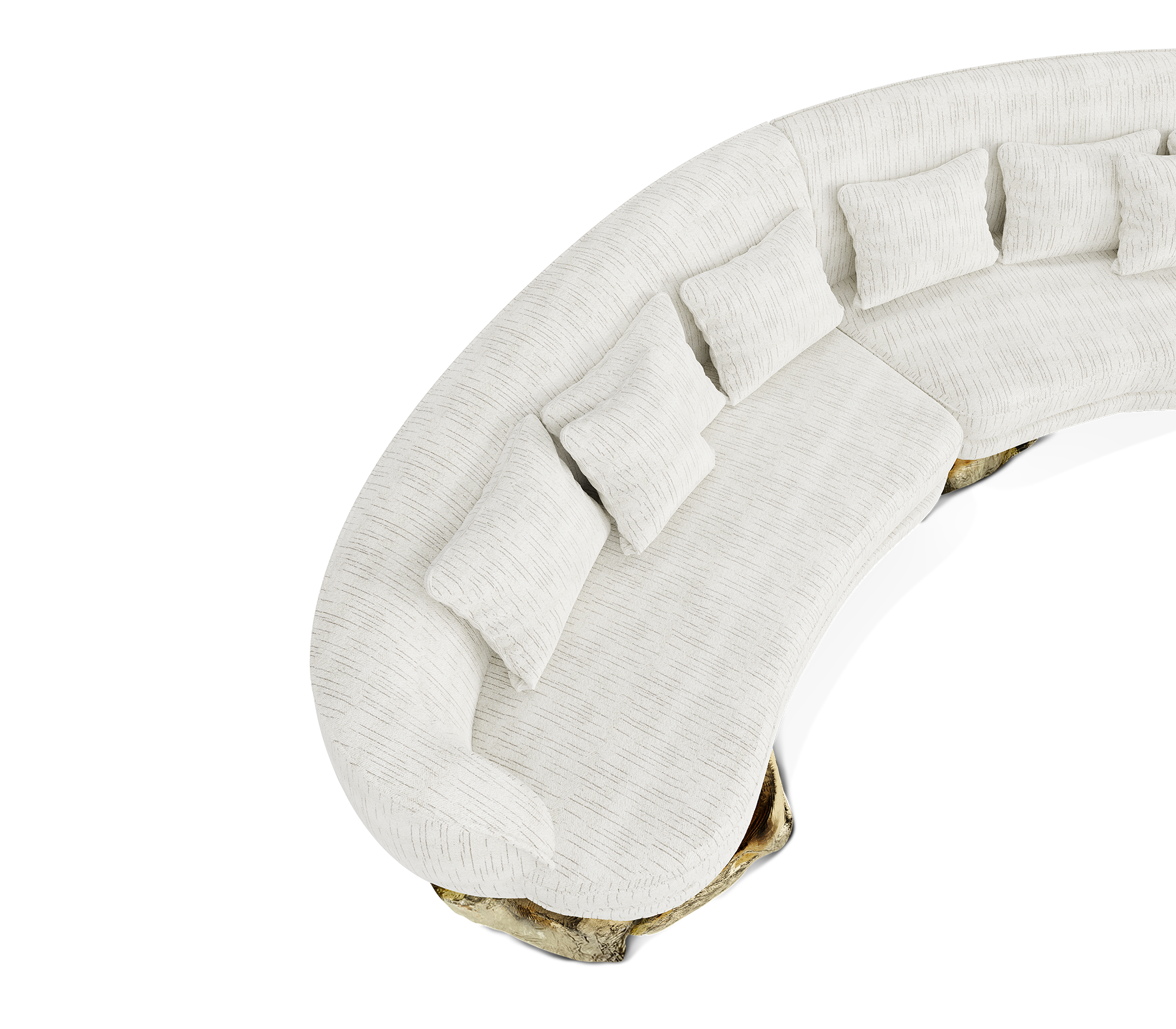 Angora White Curved Sofa