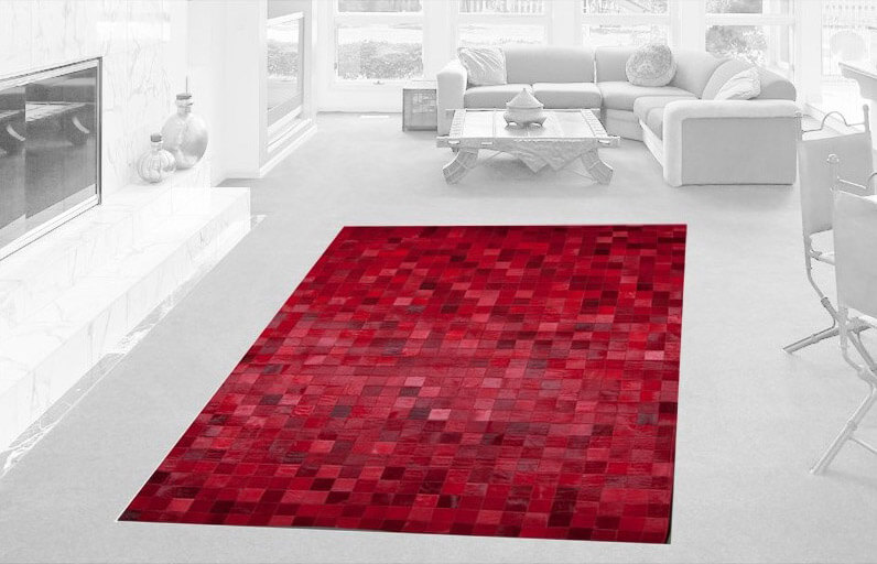 Mosaic Red Cowhide Rug