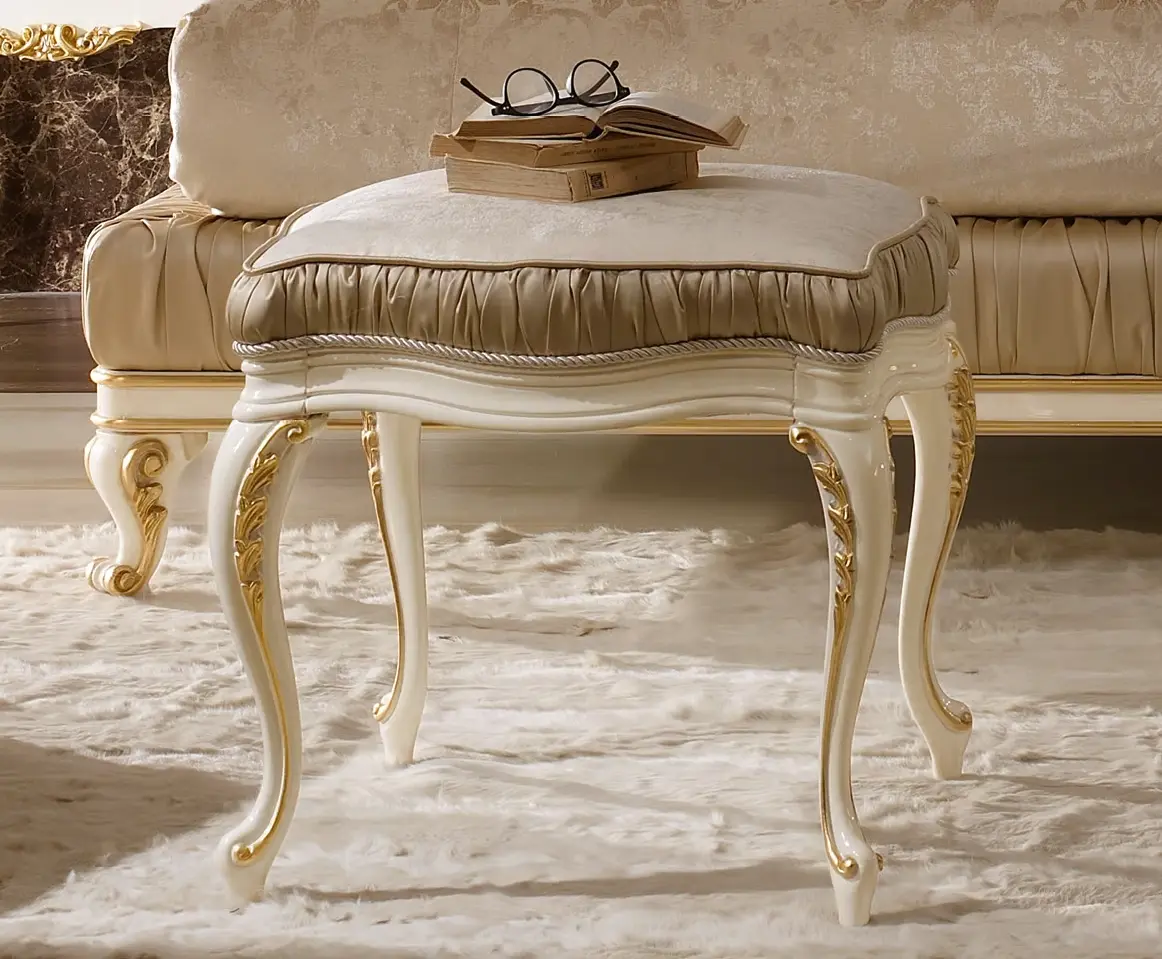 Beige/Gold Classic Stool