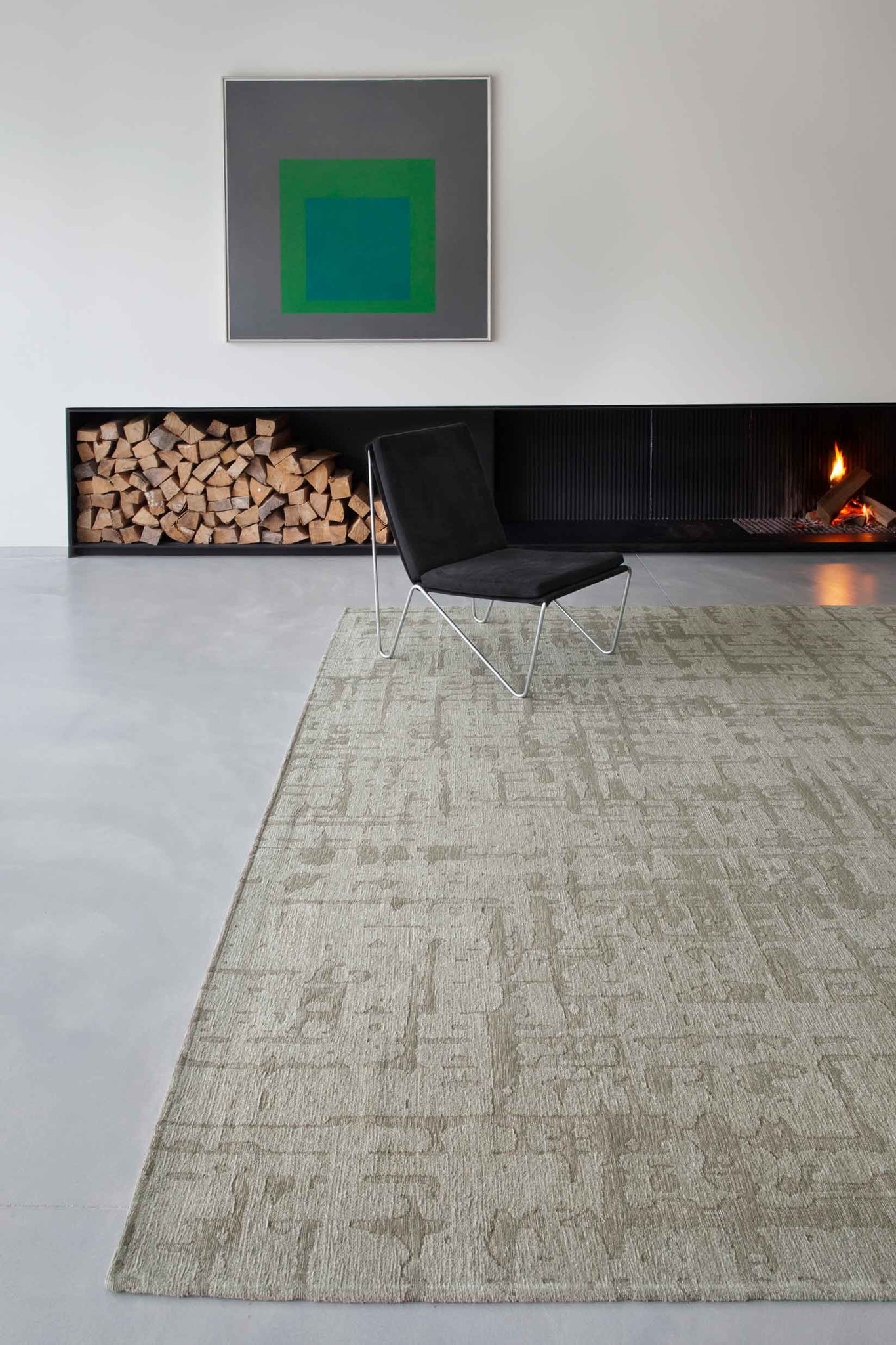 Abstract Beige Belgian Rug