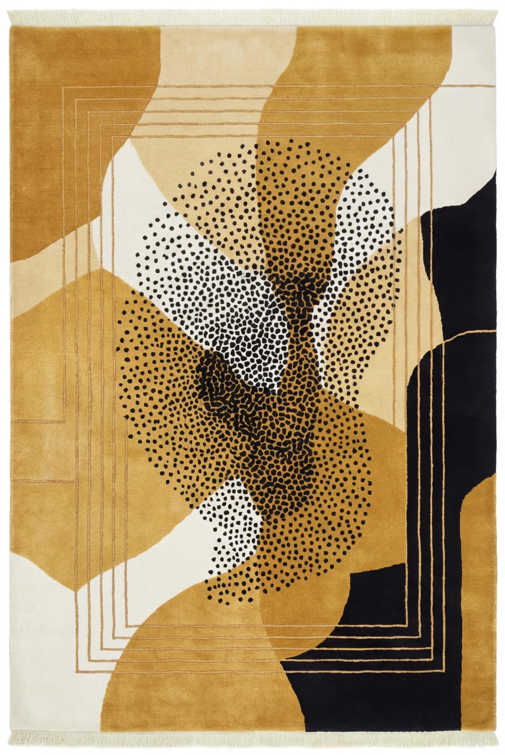 Abstract Figure Gold Artisan Rug