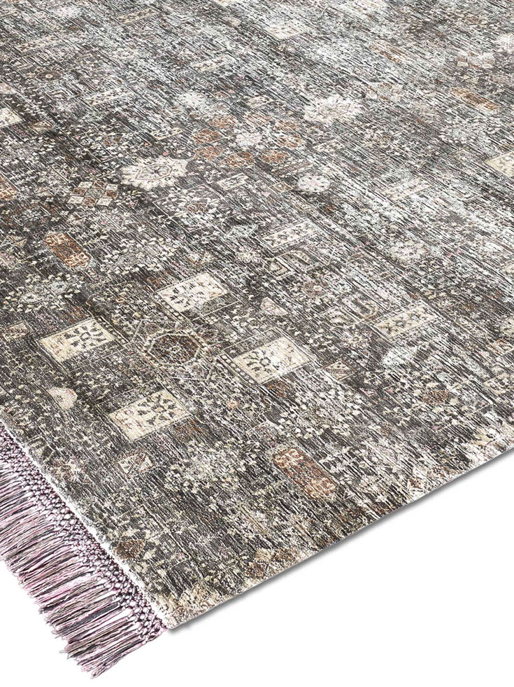 Agra Charcoal Hand-Woven Rug ☞ Size: 122 x 183 cm