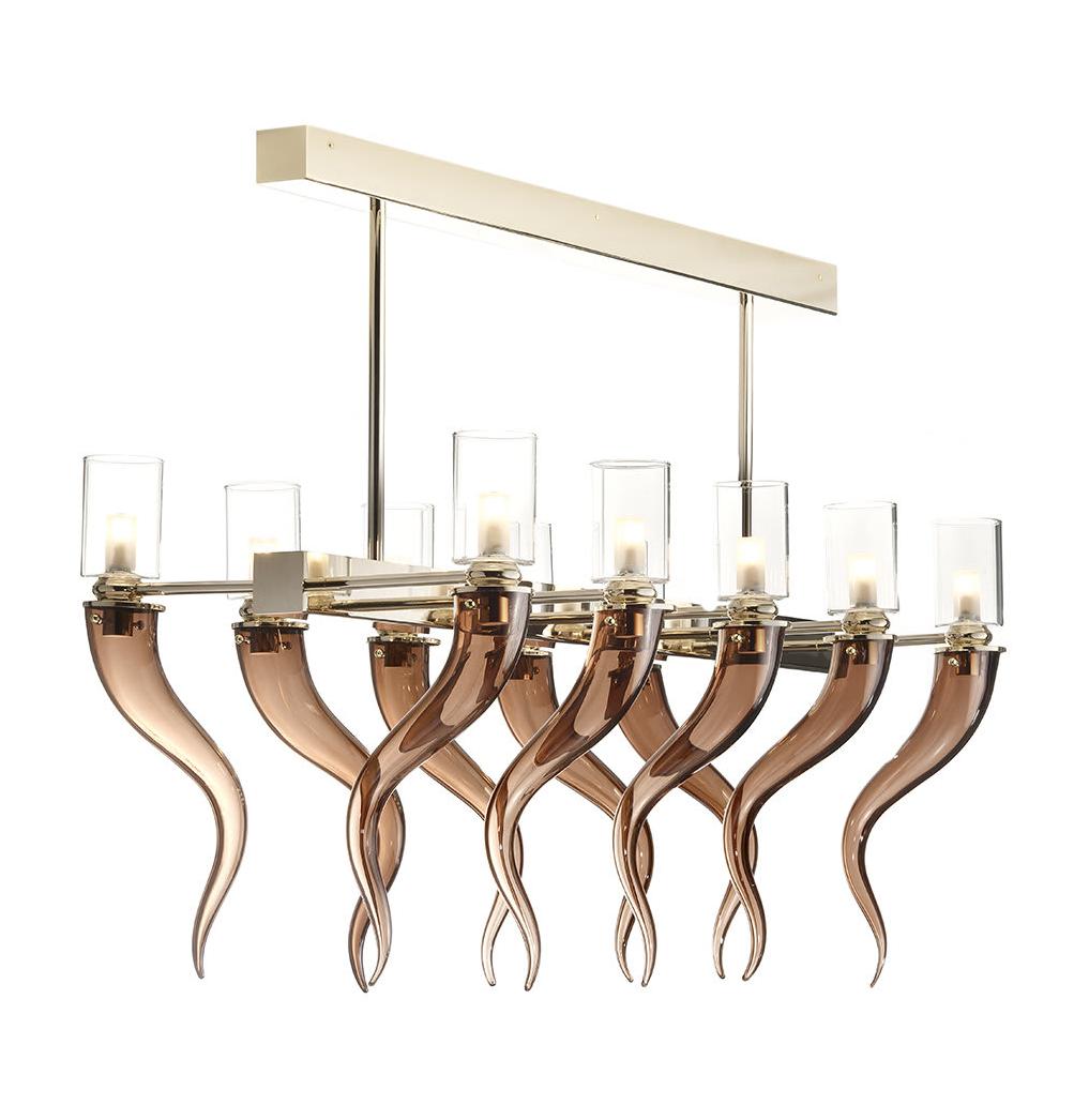 Polished Gold Murano Glass Chandelier