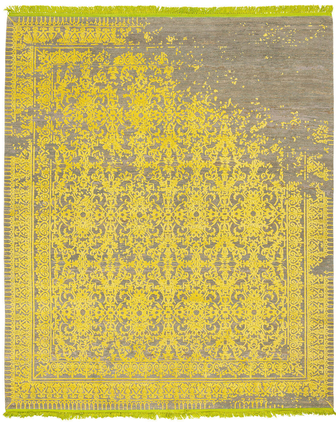 Hand-Knotted Yellow Ferrara Rug