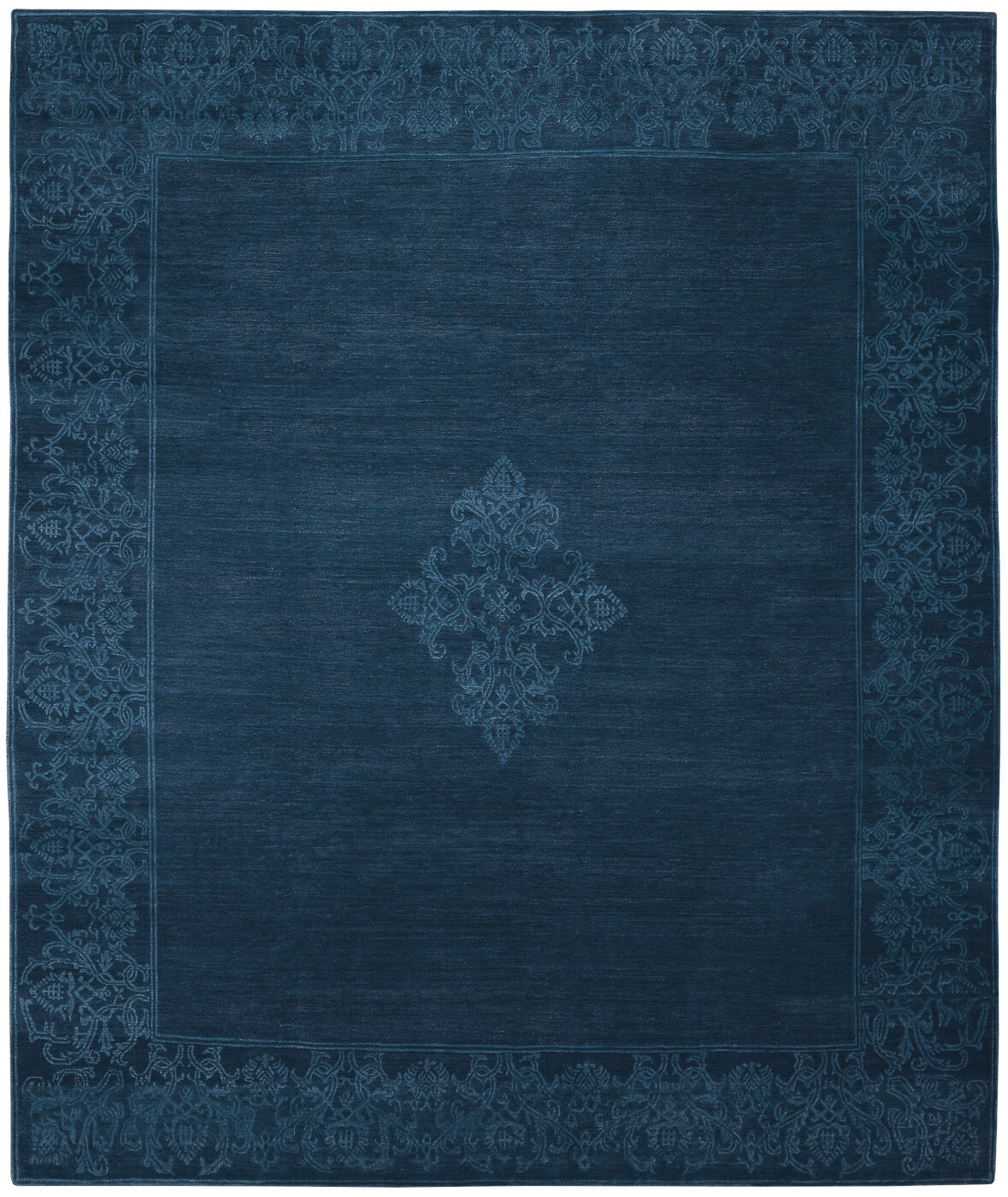 Blue Border Hand-Knotted Rug