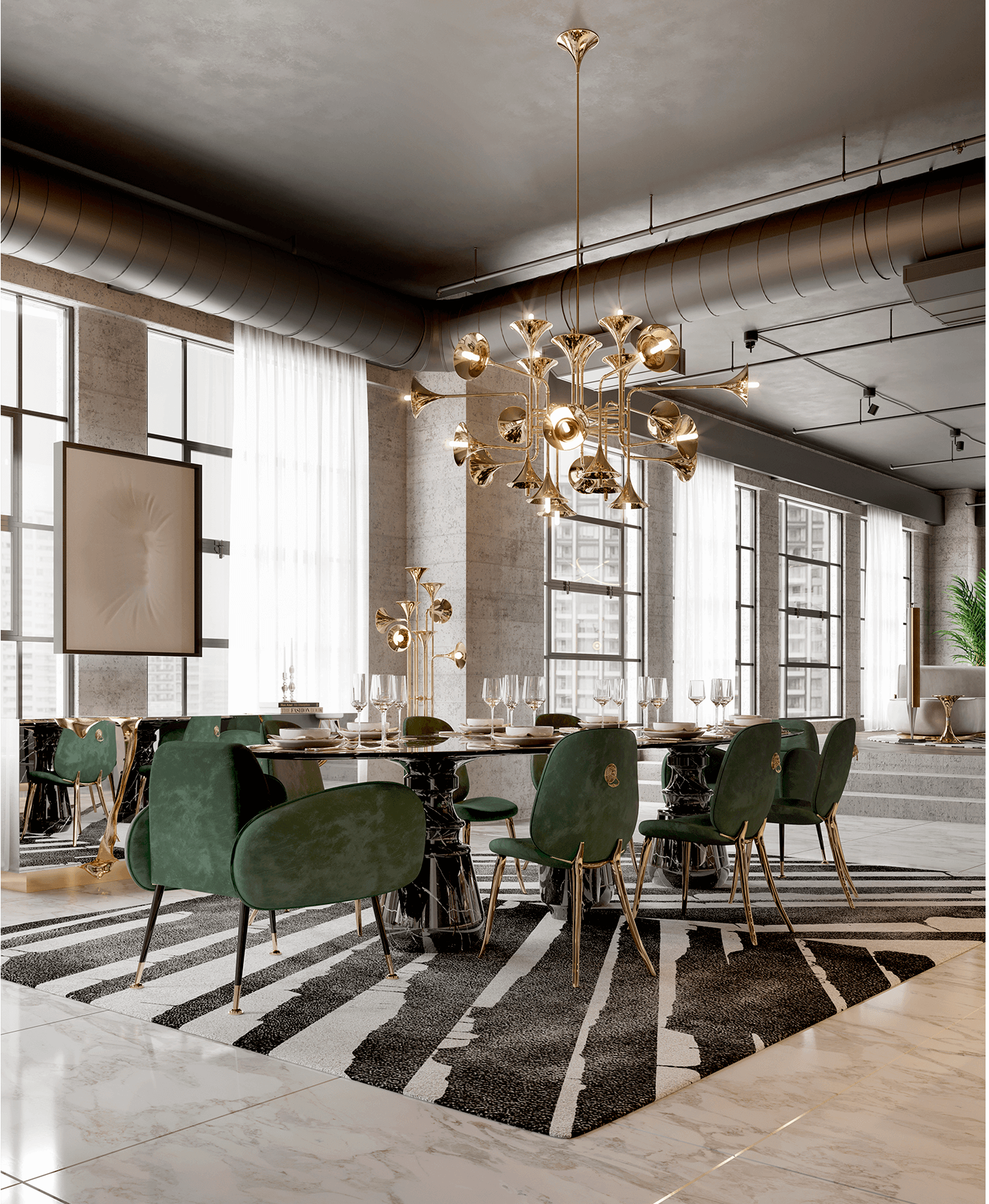 Obsidian Oval XL Nero Marquina Dining Table