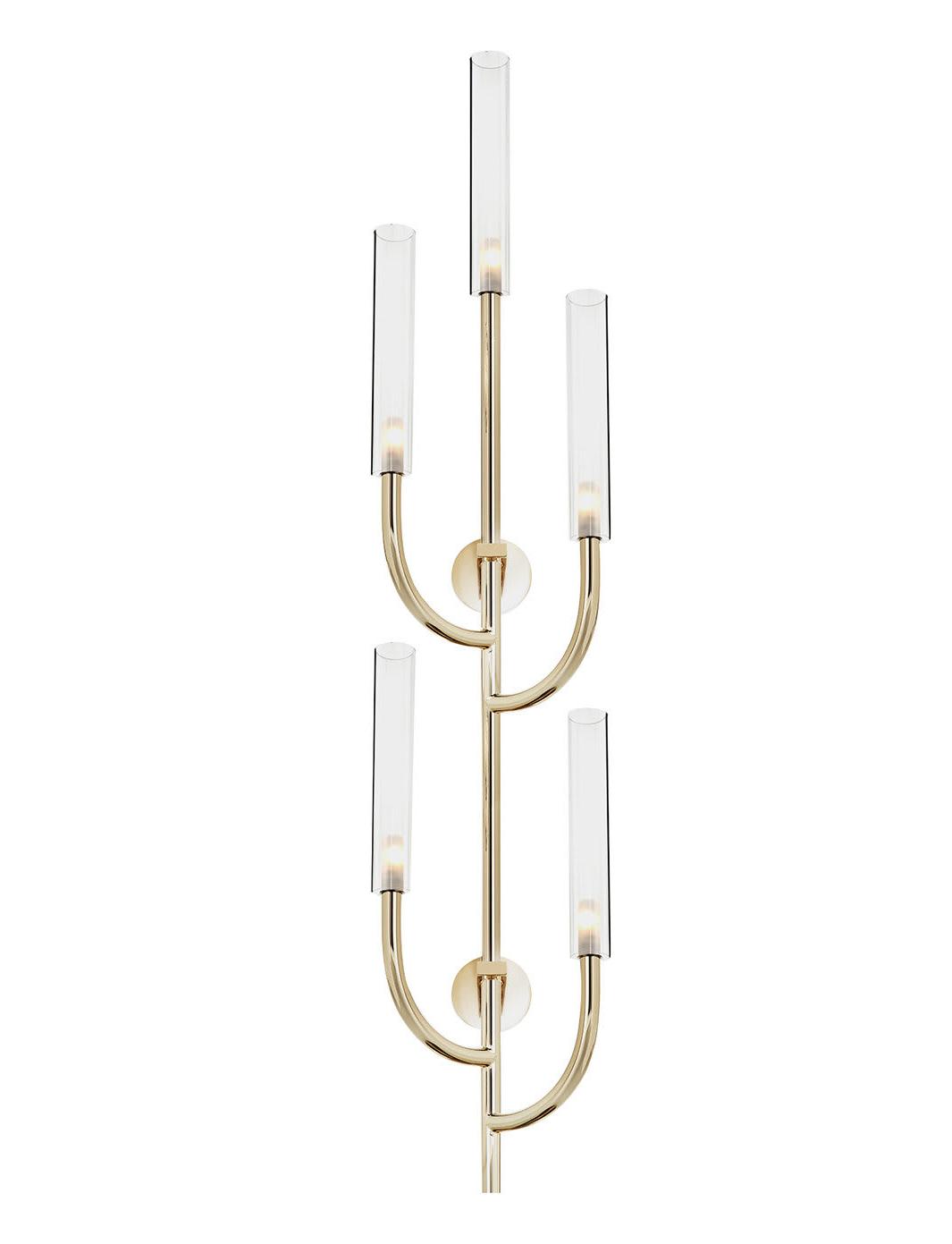 Soft Gold Wall Lamp with Transparent Pyrex Glass Shades